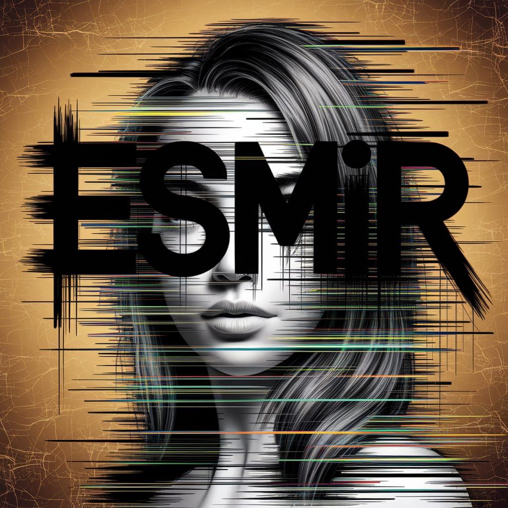 Female Face in Glitch Art Style with Typography