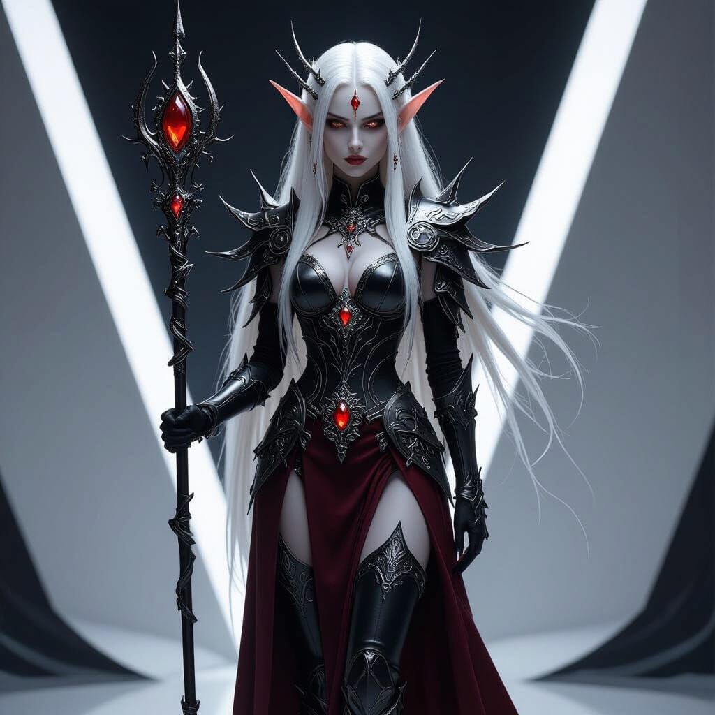 Enigmatic Elven Warrior in Dark Fantasy Armor