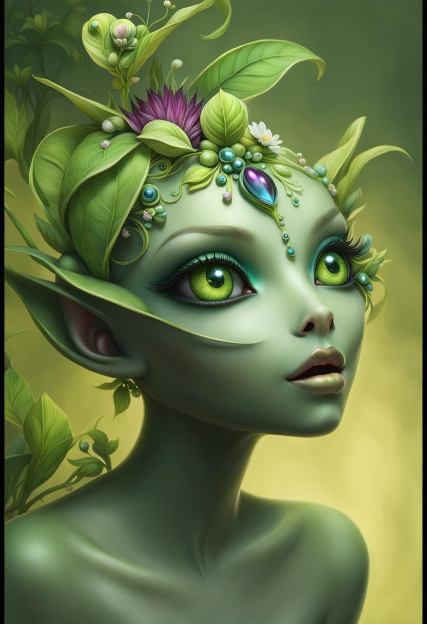 Beautiful Plant Creature with Shiny Eyes