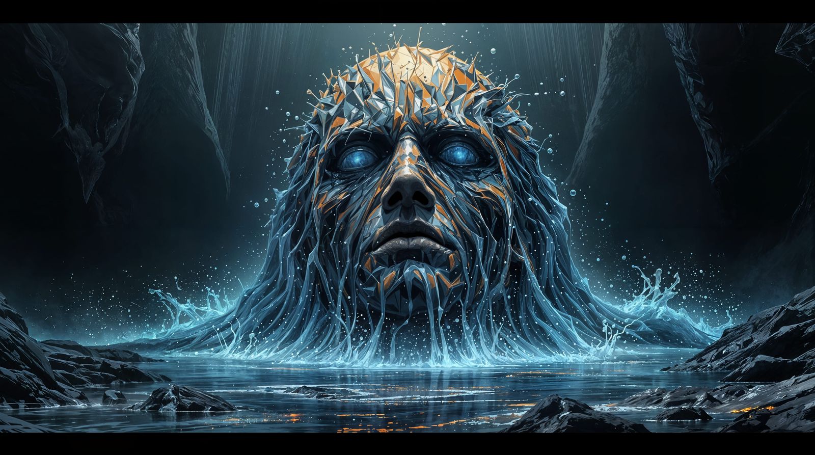 Epic Water Formed Human Head Digital Painting