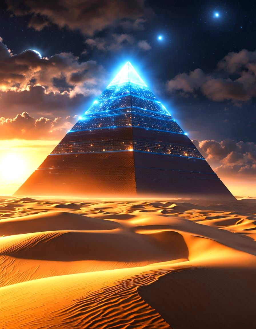 Futuristic Pyramid Power Plant in Sci-Fi Style