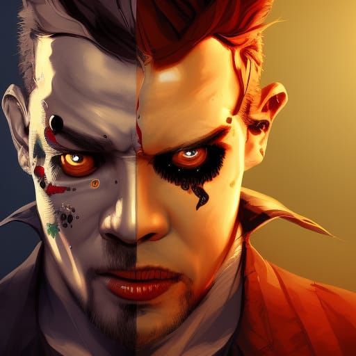 Jacksepticeye as Two-Face: Hyperdetailed Portrait