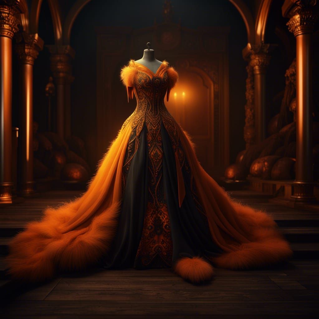 Fantastical Fur-Trimmed Ballgown in Deep Color