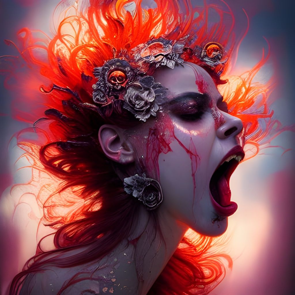 Intricate Bloody Goddess of Fractal Iridescence