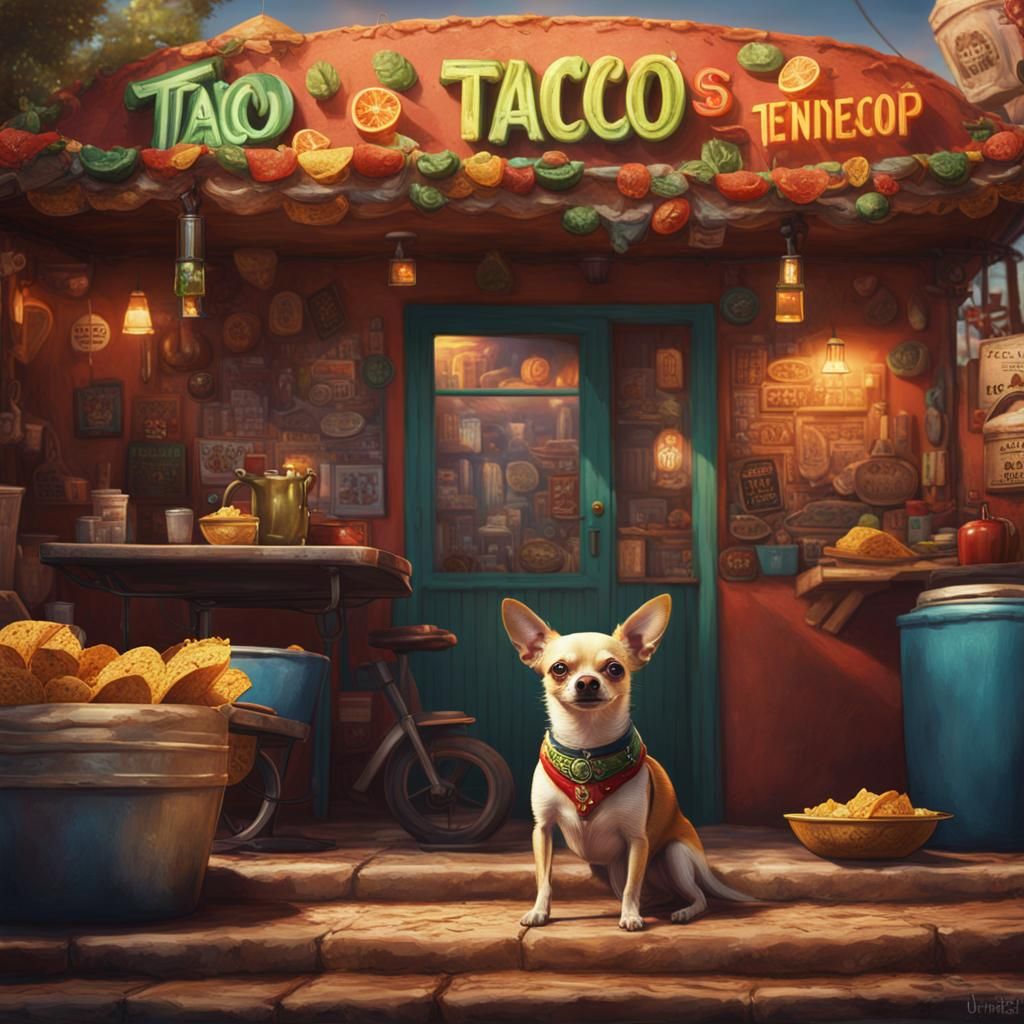 Chihuahua Living the Taco Dream: Matte Painting