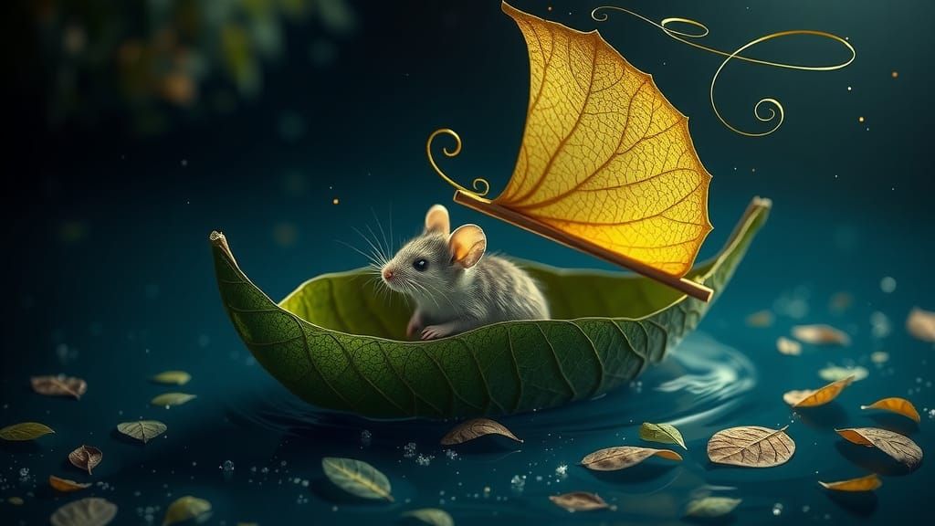 Mouse's Magical Leaf Ship on Mystical Pond
