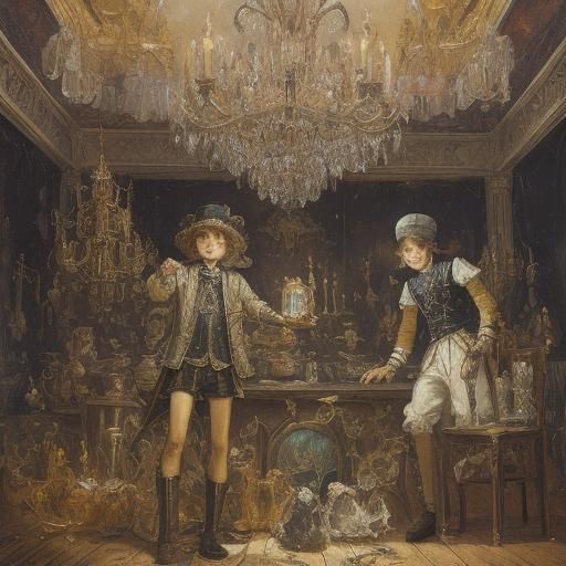 Crystal Ship with Mice in Style of Soutine