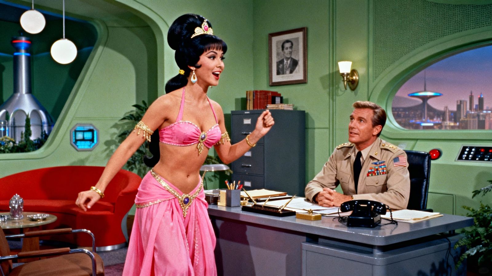 I Dream of Jeannie Set with Barbara Eden and Larry Hagman