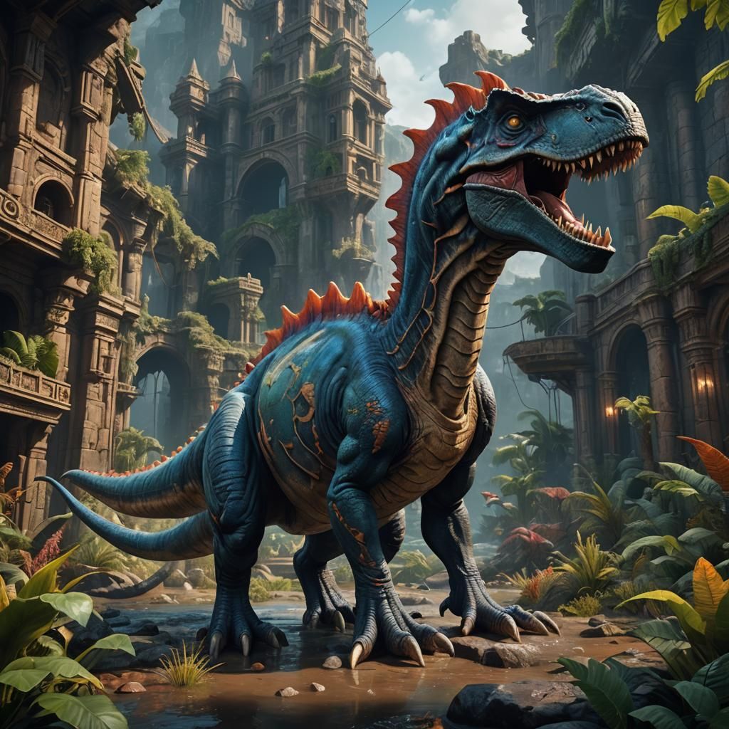 Detailed Dinosaur Matte Painting in Unreal Engine 5