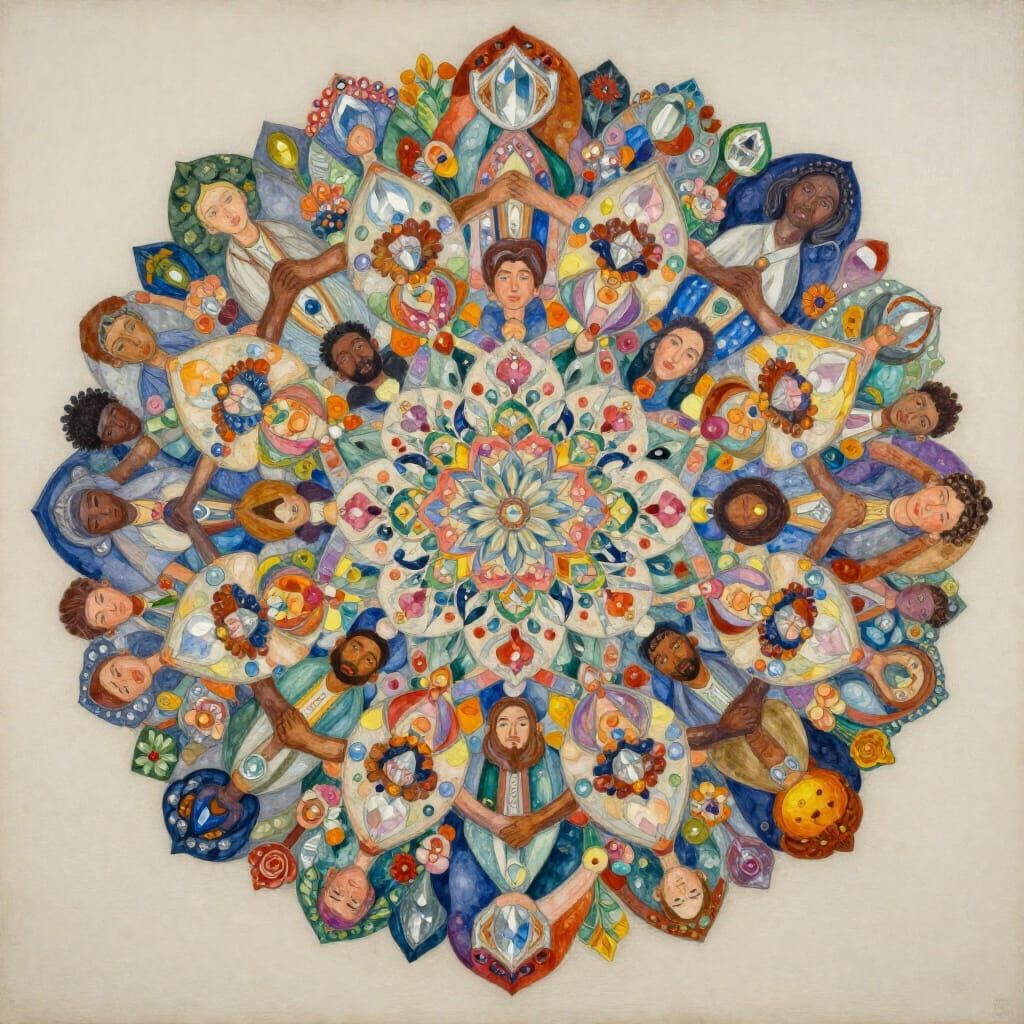 Diverse Cultures Unite in Vibrant Mandala Masterpiece