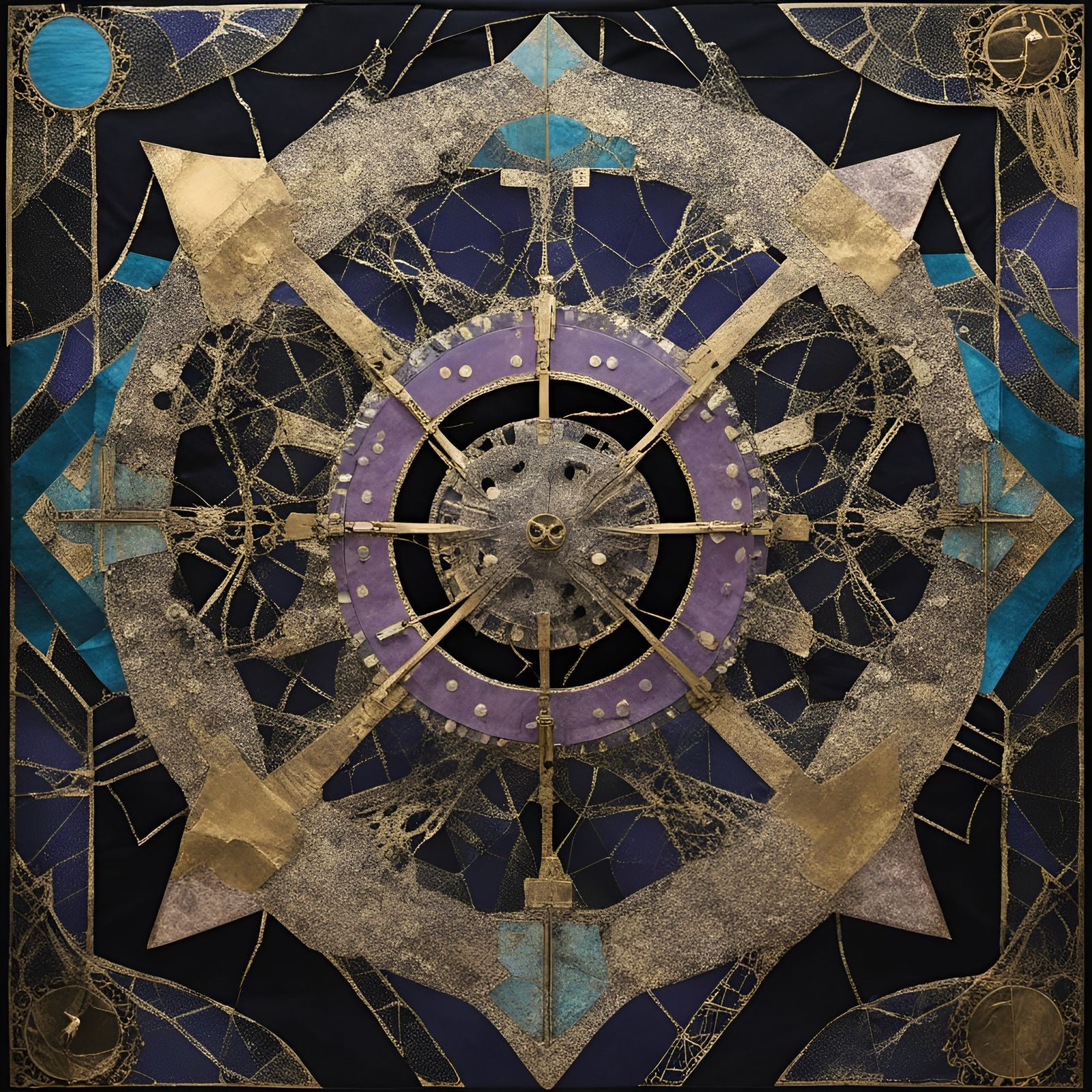 Mothership in Night Sky: Textile Art Style