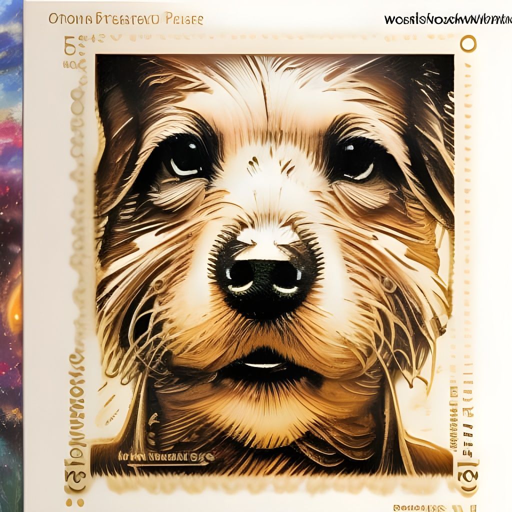Smiling Dog US Postage Stamp in Ethereal Style