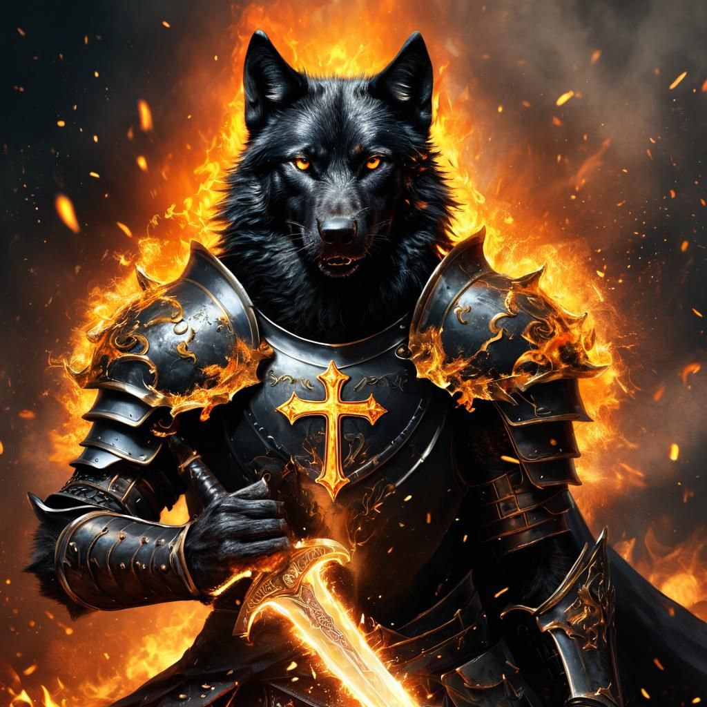 Epic Dark Fantasy Wolf Knight Unleashes Fury