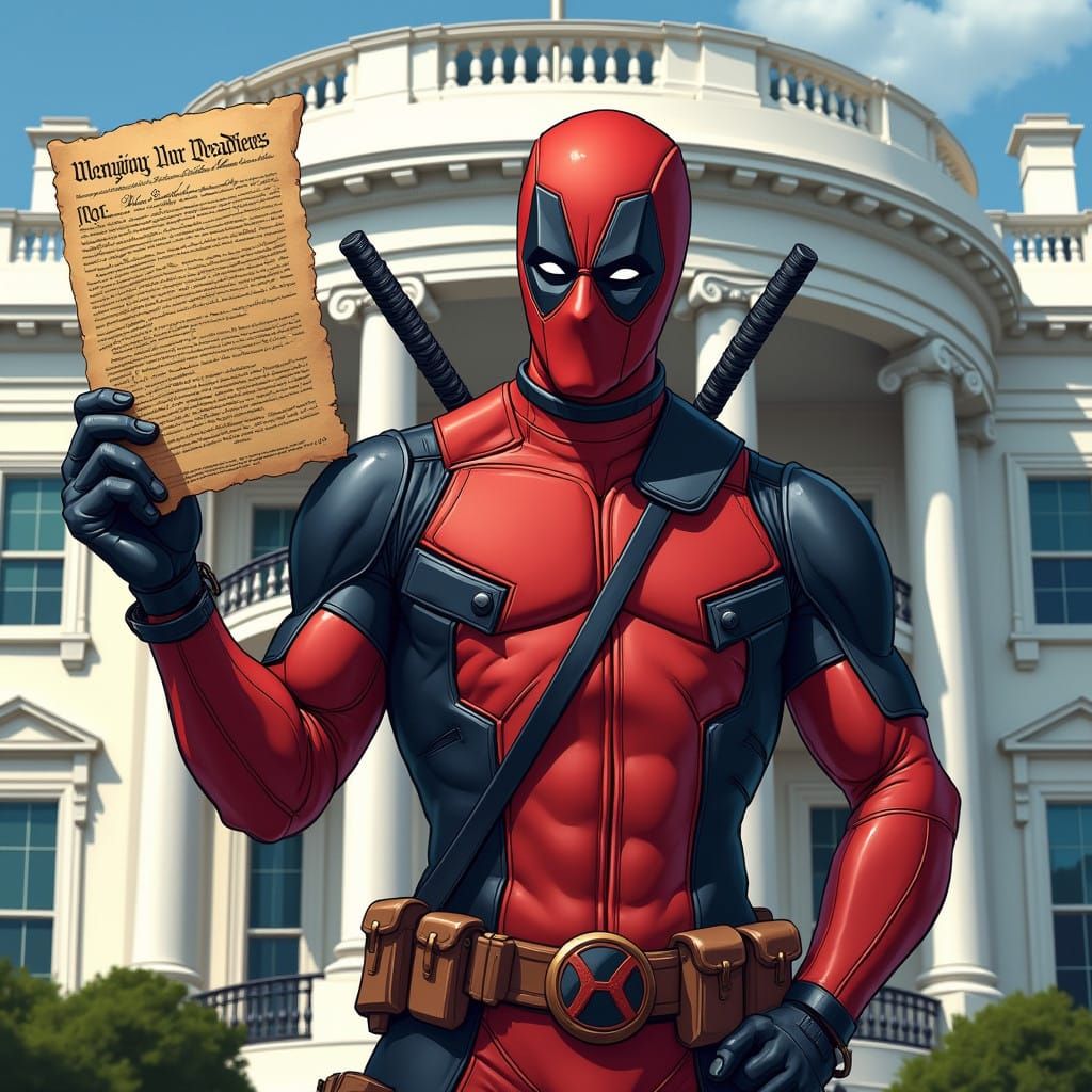 Deadpool Defends The Constitution with Whimsical Wings