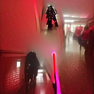 Darth Vader in Fog with Red Lightsaber