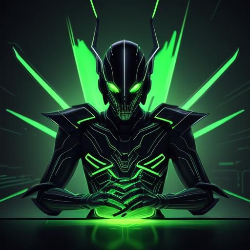 Neon Alien Creature in Sci-Fi Illustration