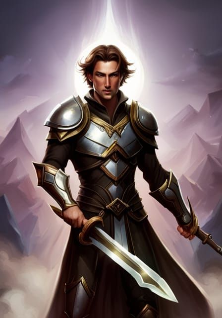 Elven Paladin with Glowing Sword in Fantasy Art