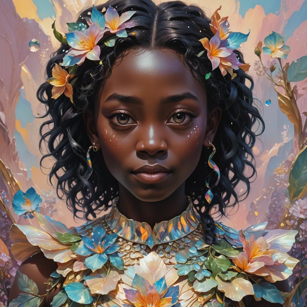 Cute Fantasy Oil Painting with Iridescent Details