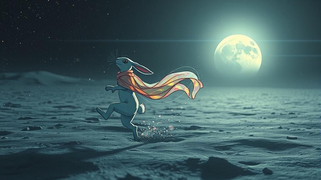 Rabbit's Lunar Dance in Dreamlike Style