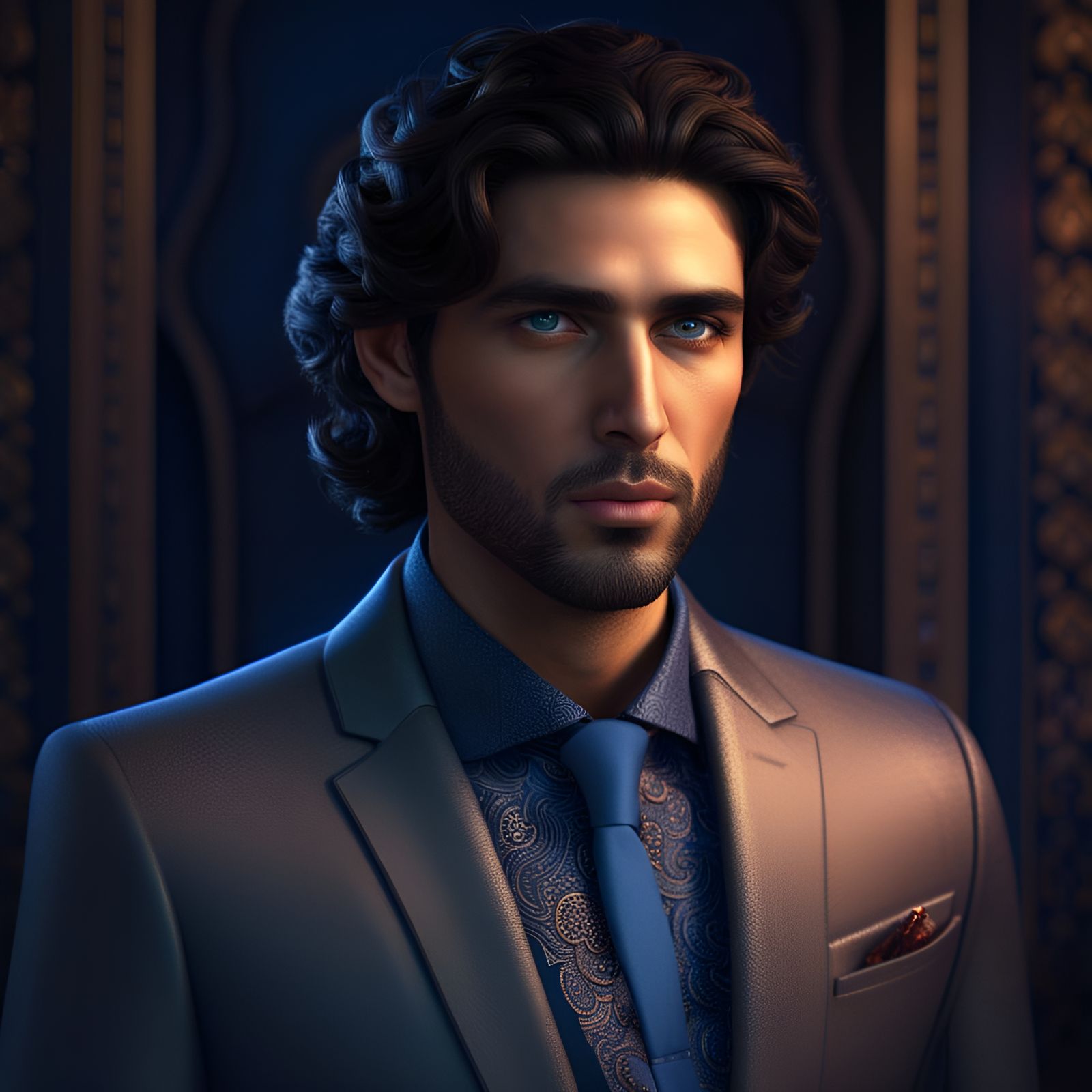 Gorgeous Arabic Man in Designer Suit, 3D Render