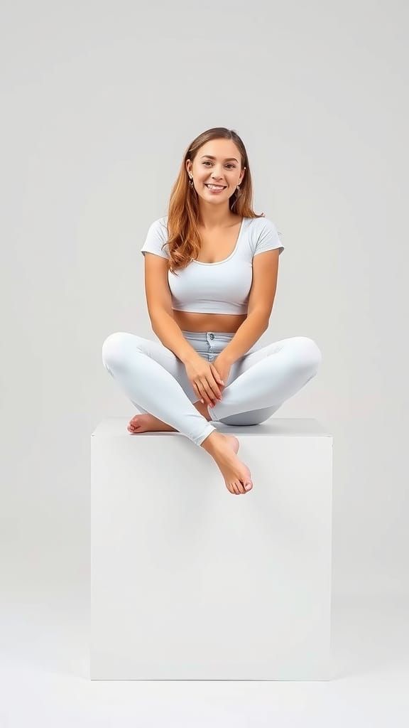 Elegant Slavic Woman in Minimalist Studio Setting