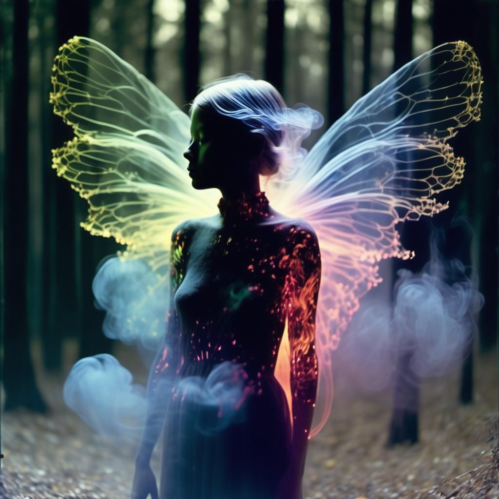 Colorful Smoke Fairy in Fiber Optic Light Painting