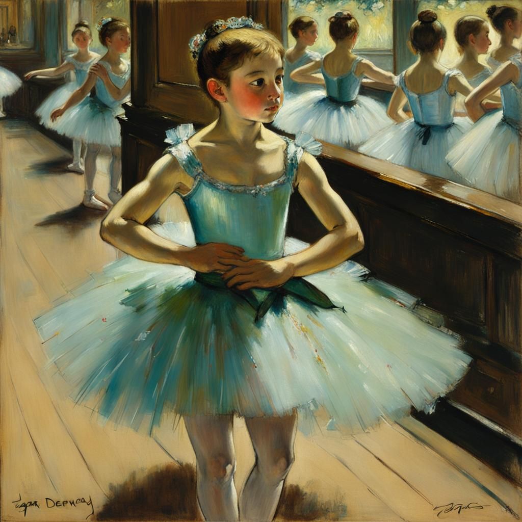Young Ballerina Oil Painting in Gurney Style