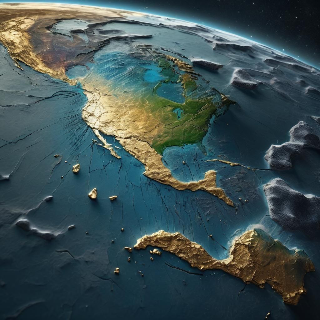 Golden Earth with Kintsugi Cracks in 3D