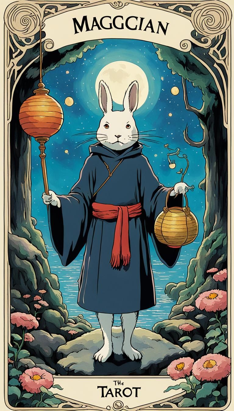 The Magician Tarot Card in Ghibli Style