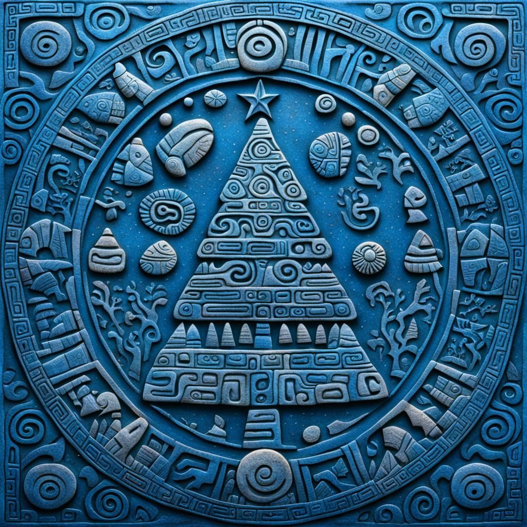 Mayan Stone Christmas Tree Stele