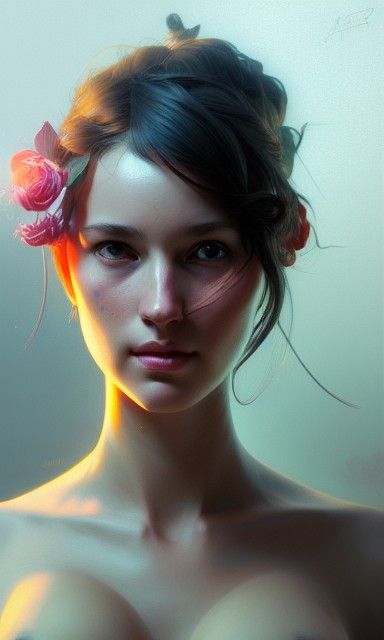 Lingerie Portrait of Farmer in Art Nouveau Style