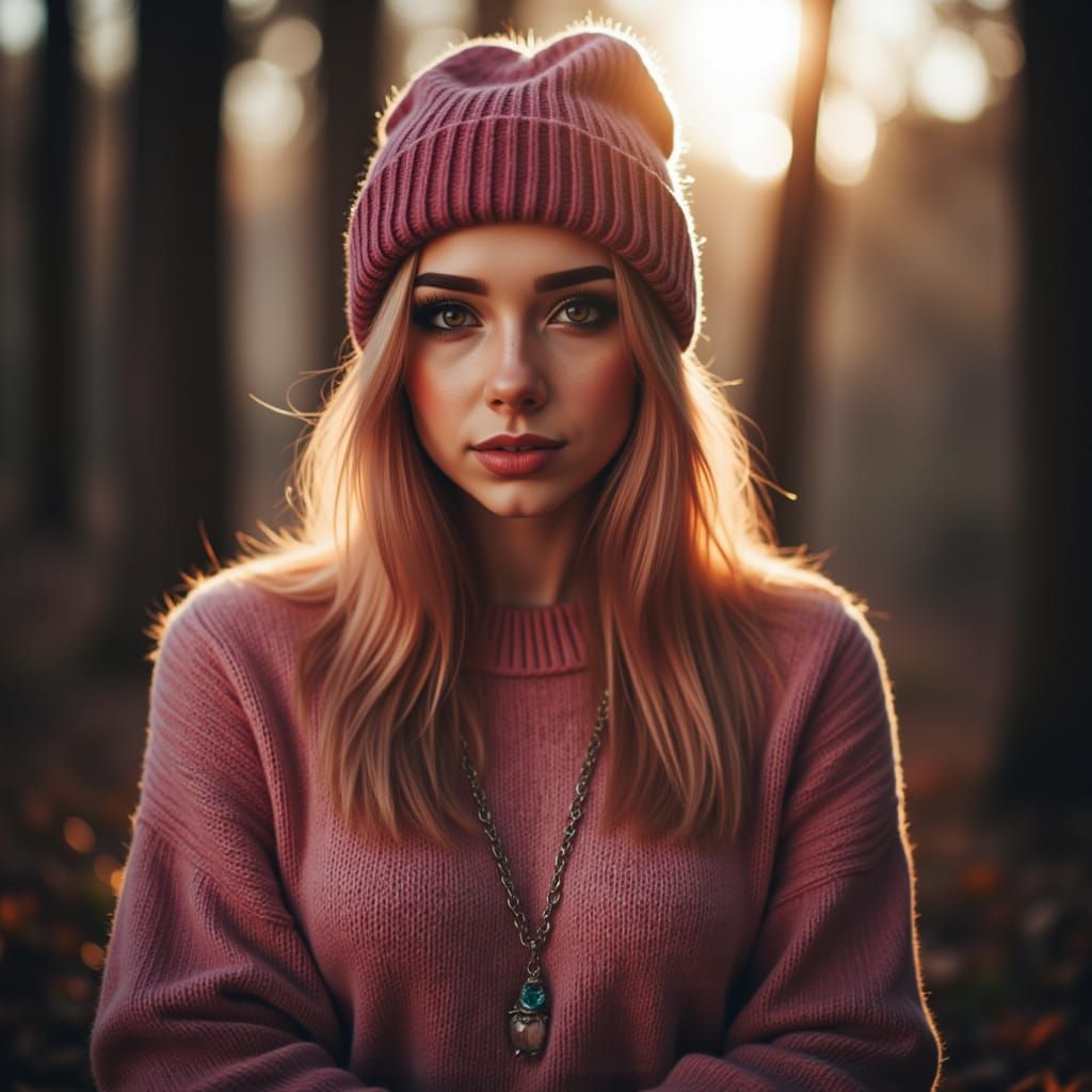 Woman in Pink Beanie Singing Joyfully