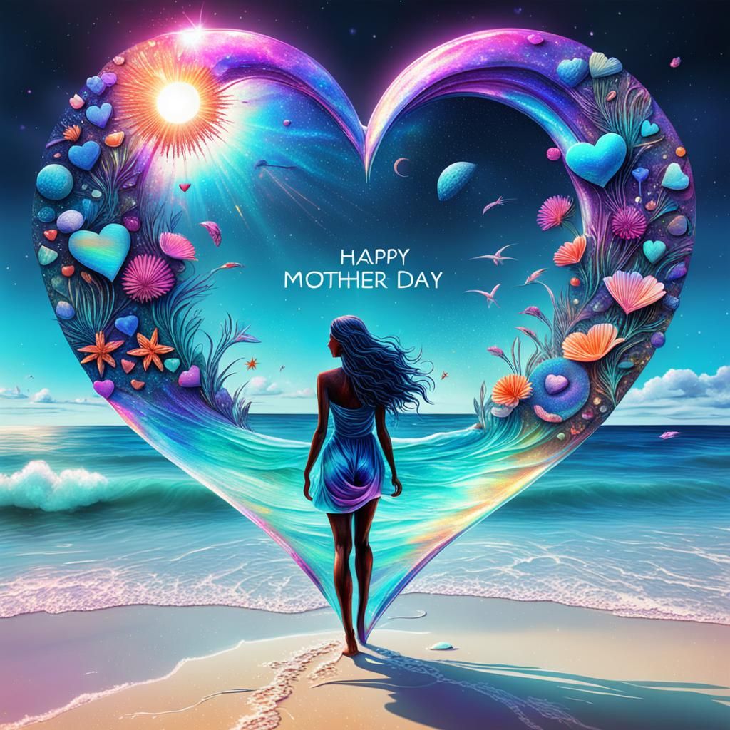 Mother's Day Holographic Astral Beach Illustration