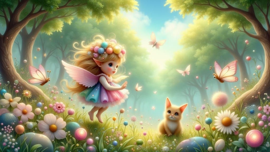 Moogle and Butterflies in Enchanted Forest