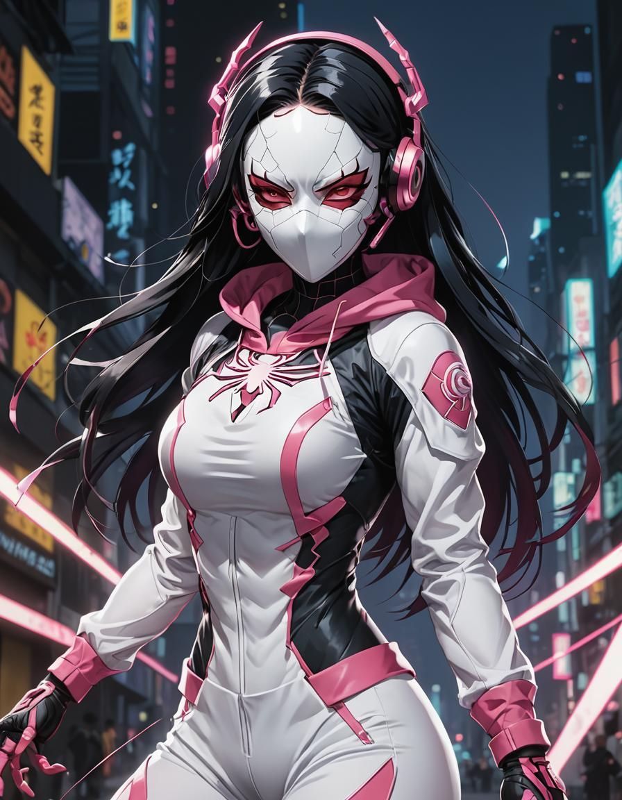 Dynamic Anime Heroine in Manga Style