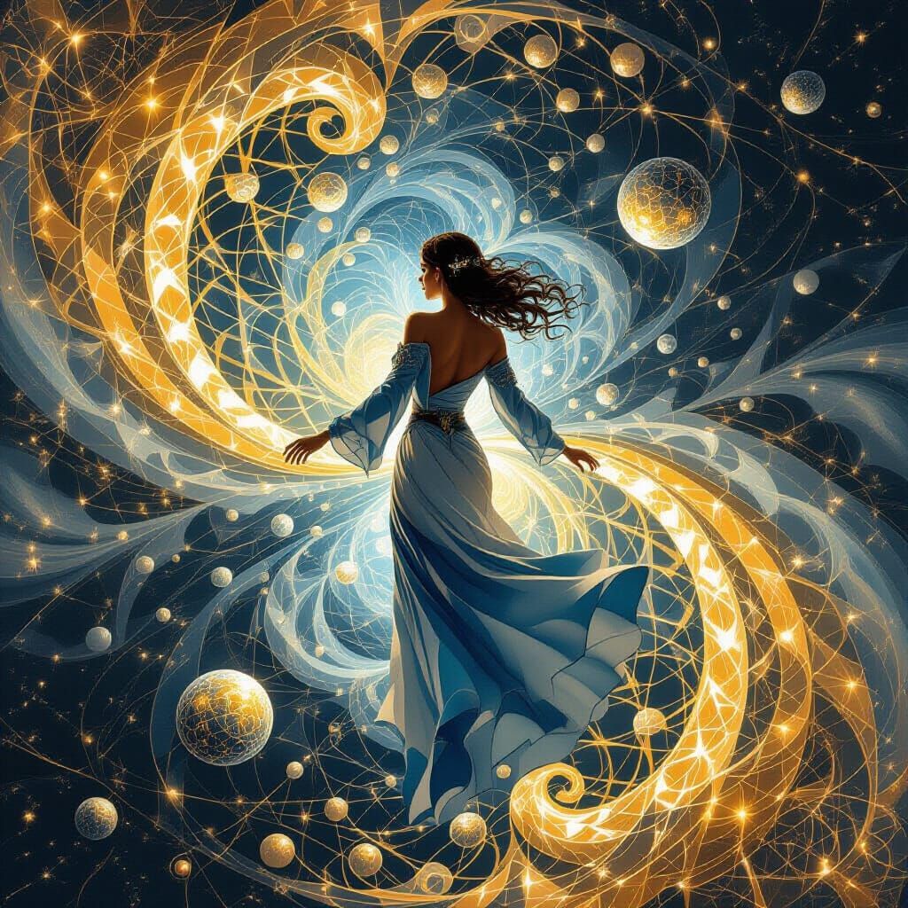 Fractal Human Figure with Orbiting Spheres