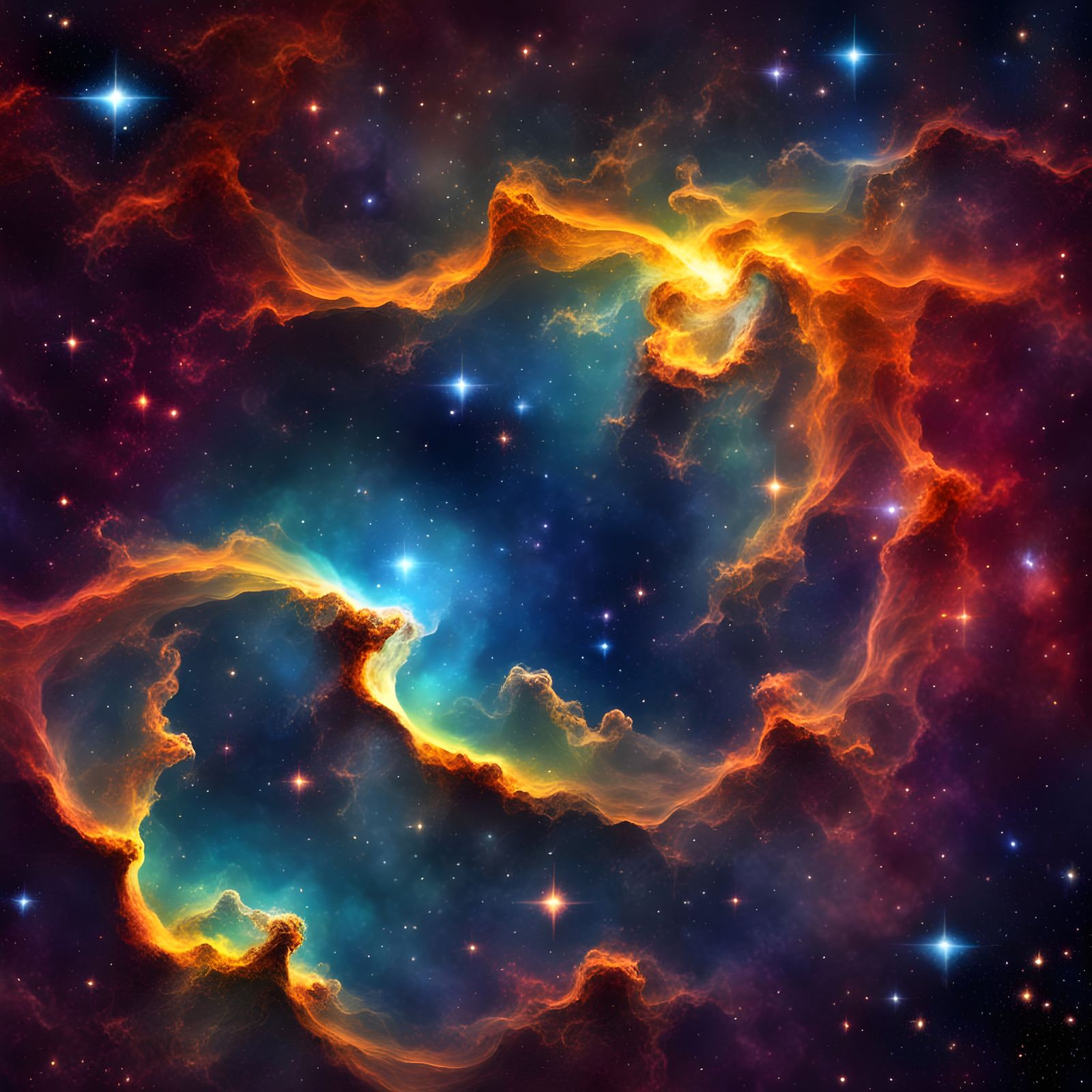 Vibrant Cosmic Space Nebula