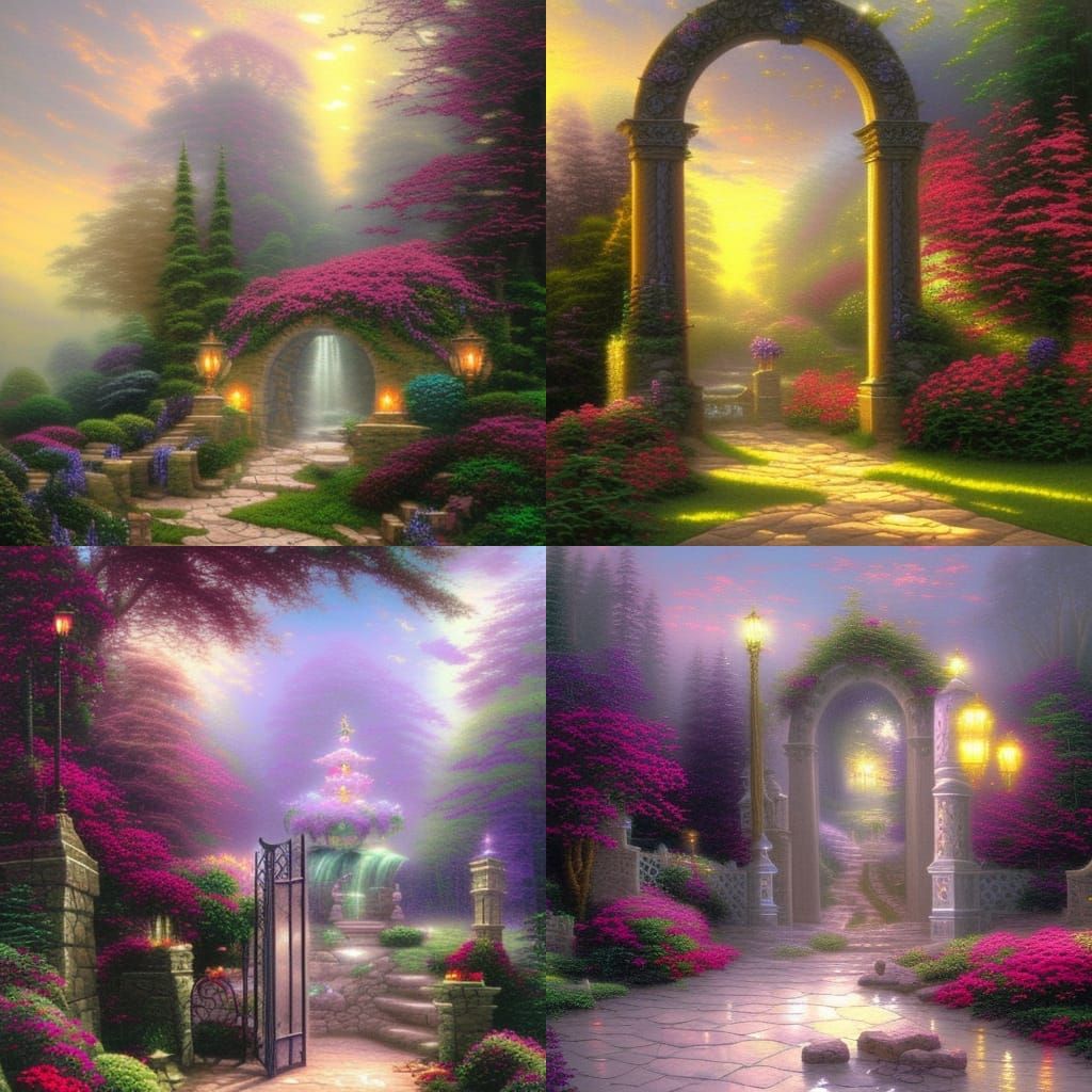 Ethereal Heaven Gates in a Fantasy Landscape