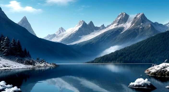 Godzilla Fishing in Tranquil Mountain Landscape
