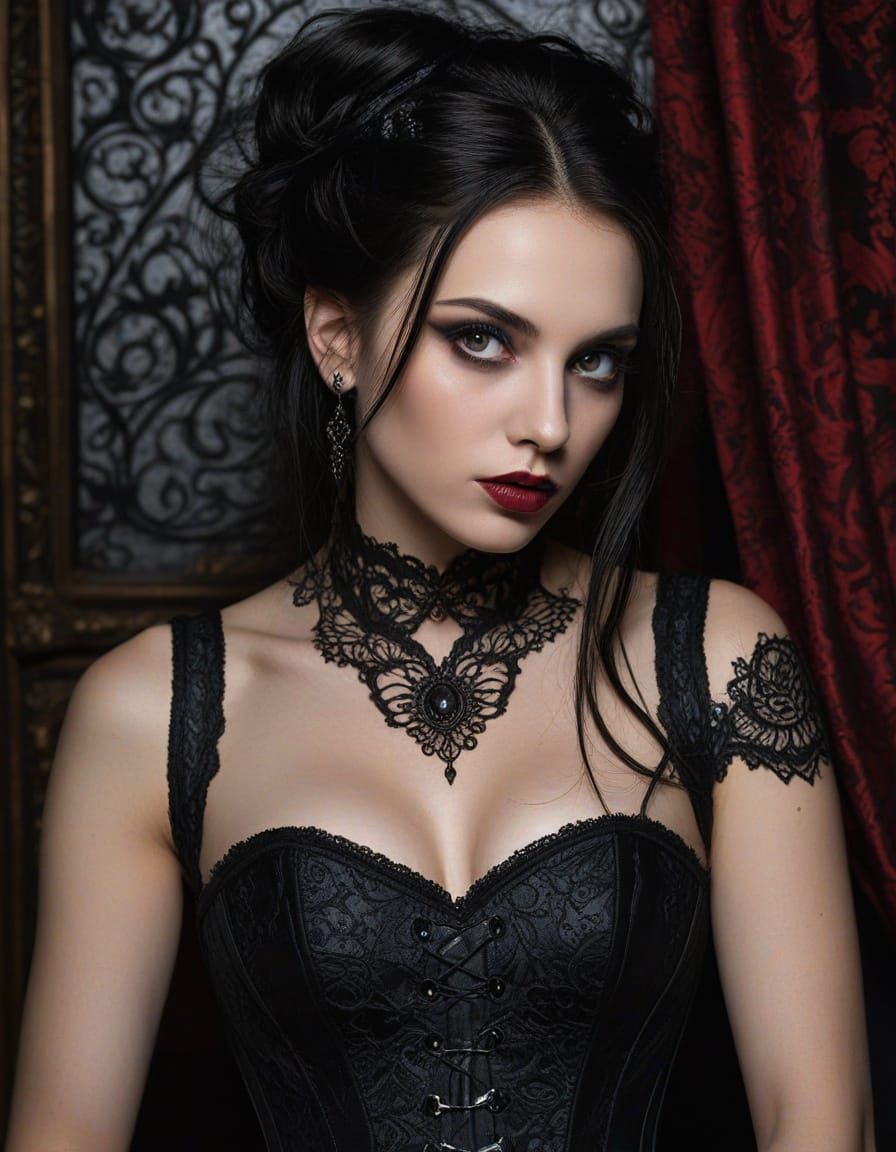 Gothic Portrait: Sensual Artist in Corset