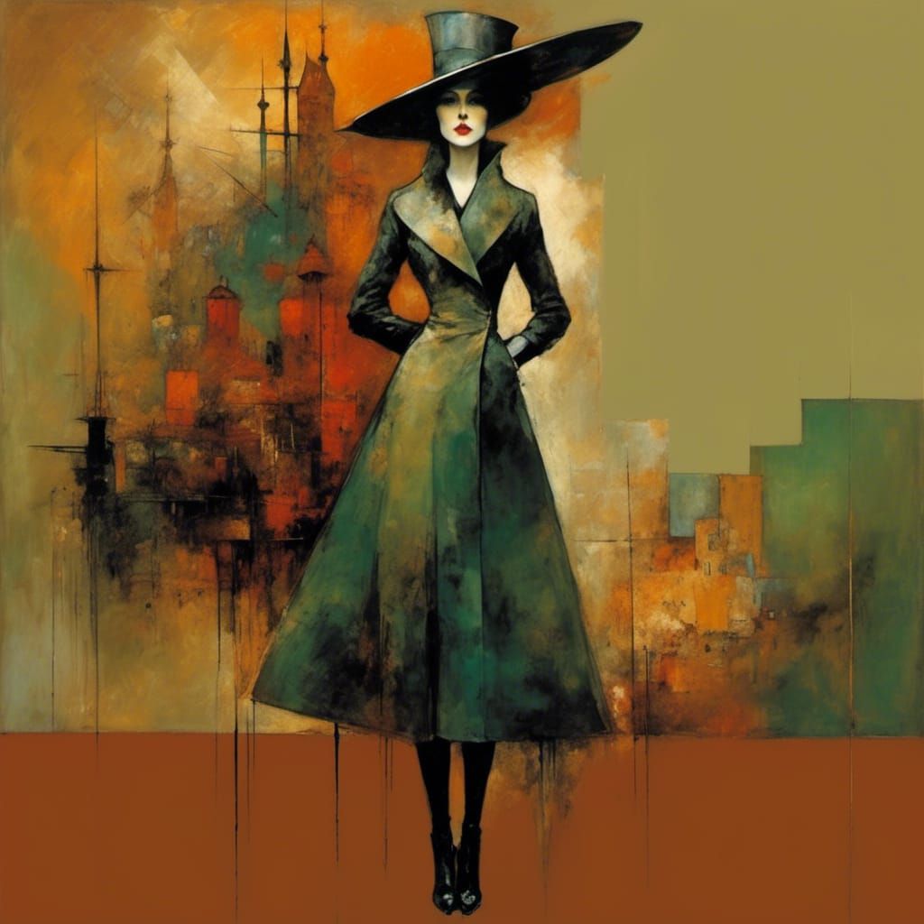 Grunge Fashion Portrait in Abstract Geometric Style