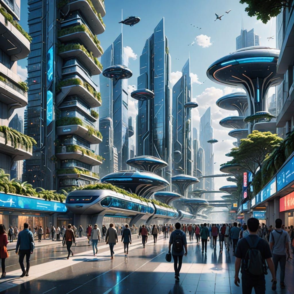 Sustainable Futuristic Metropolis with Vertical Gardens