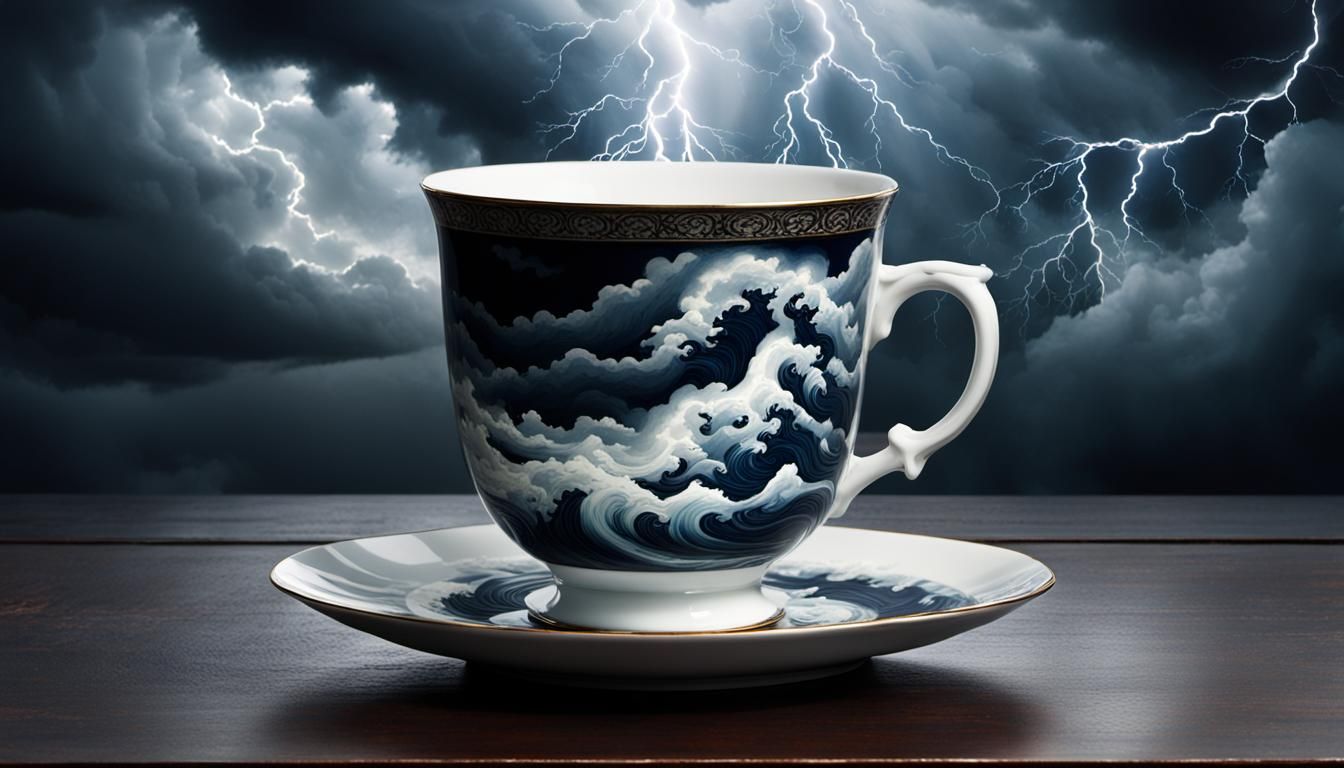 Stormy Teacup: A Scene of Tension and Beauty