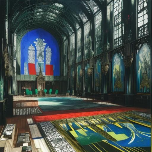 Surreal Expressionist Composition in Rackham and Hockney Sty...