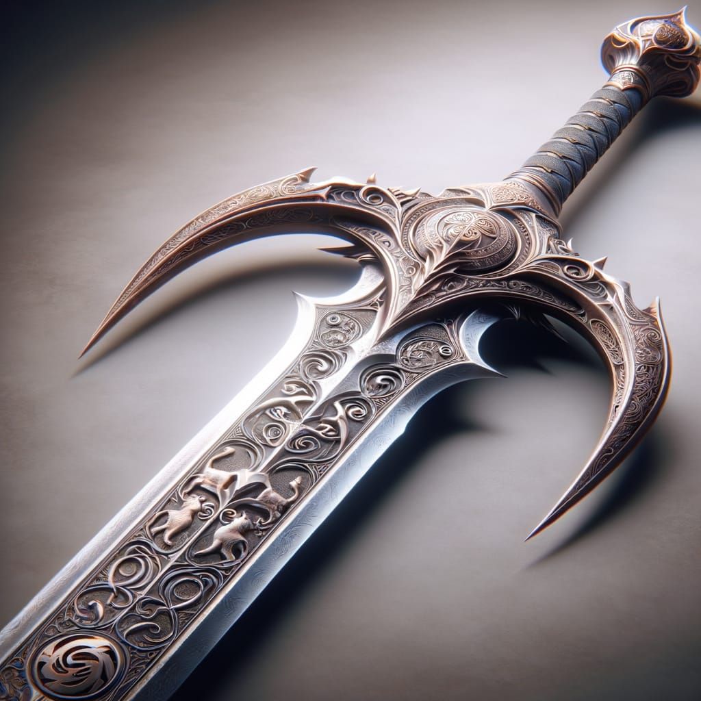 Fantasy Sword with Anodized Maki-e in Gothic Style