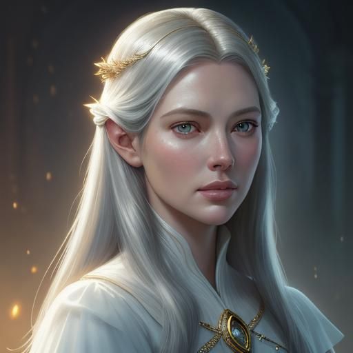Elegant Galadriel Portrait in Hyperdetailed Art Nouveau Styl...