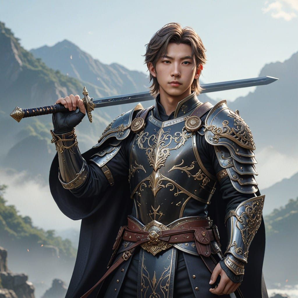 BTS Namjoon as a Mythical Warrior in Hyper-Realistic Art
