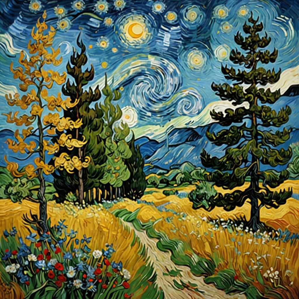 Van Gogh Style: Peace, Love, Solitude Landscape