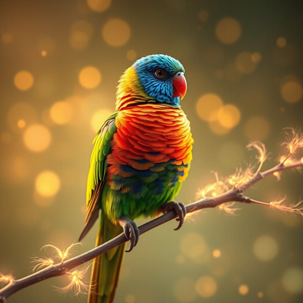 Ethereal Rainbow Lorikeet in a Dreamy Realm