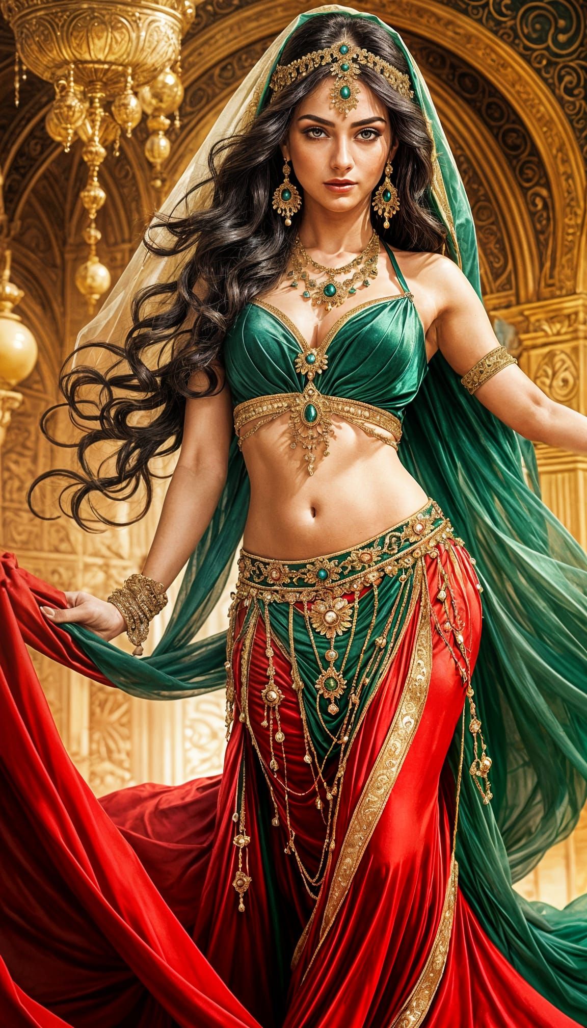 Elegant Belly Dancer in Opulent Setting
